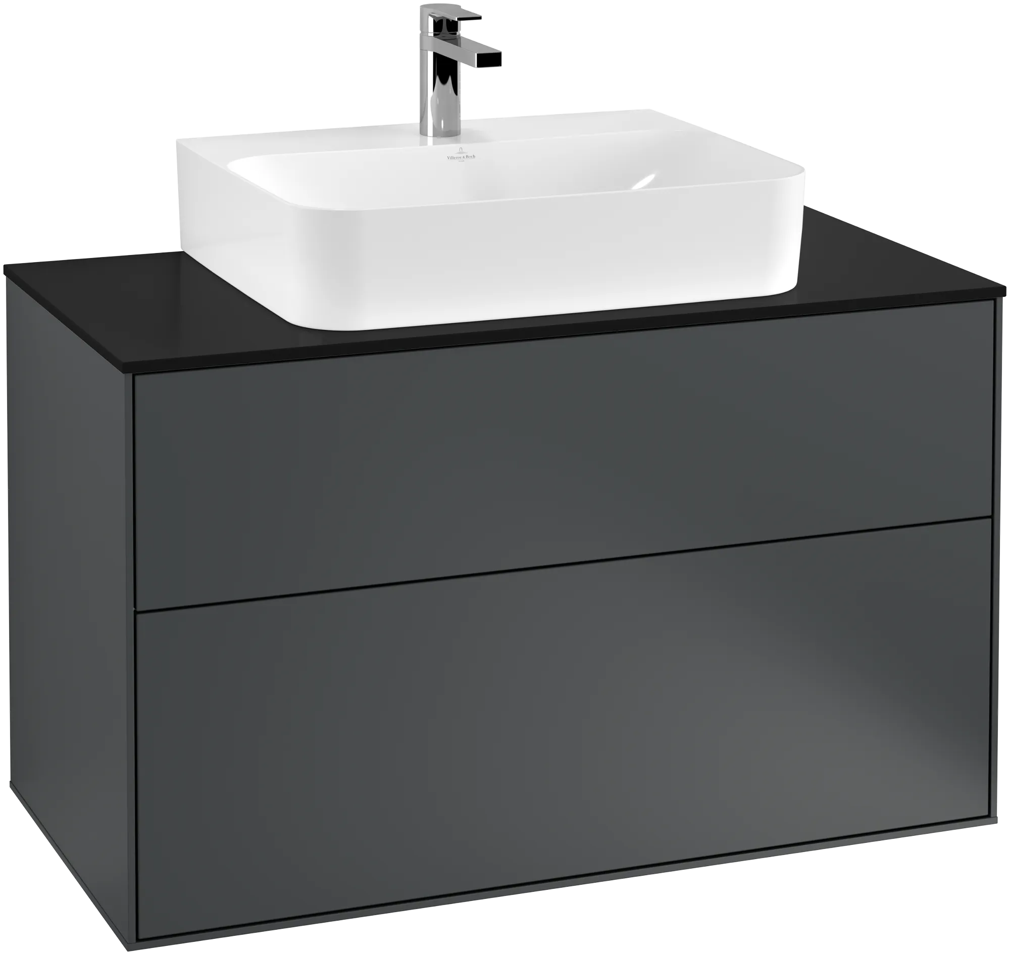 Villeroy & Boch Finion Waschbeckenunterschrank G10, Midnight Blue Matt Lacquer / Glass Black Matt