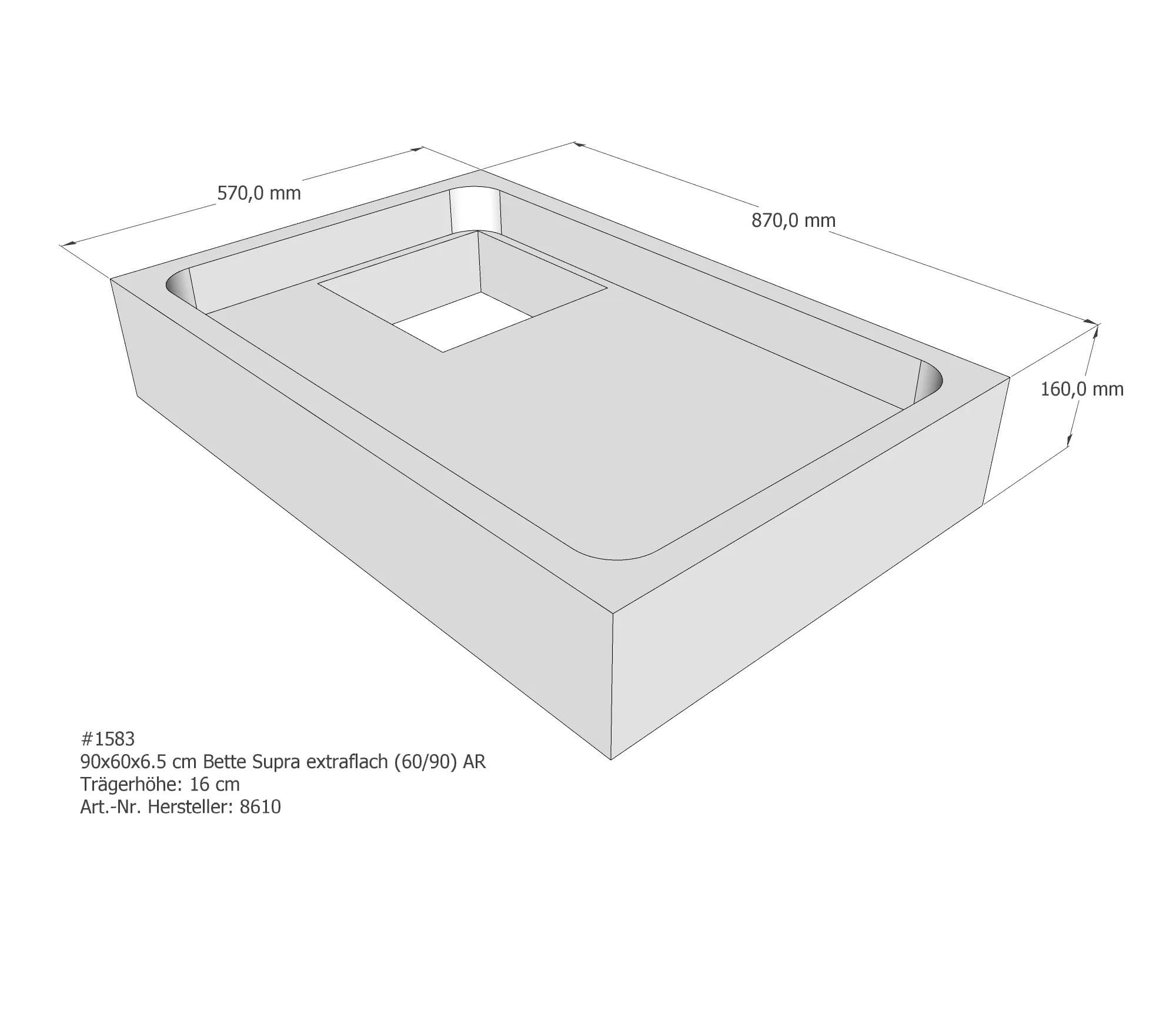 Duschwannenträger für Bette Supra (extraflach) 90 × 60 × 6,5 cm Duschwannenträger für Bette Supra (extraflach) 90 × 60 × 6,5 cm