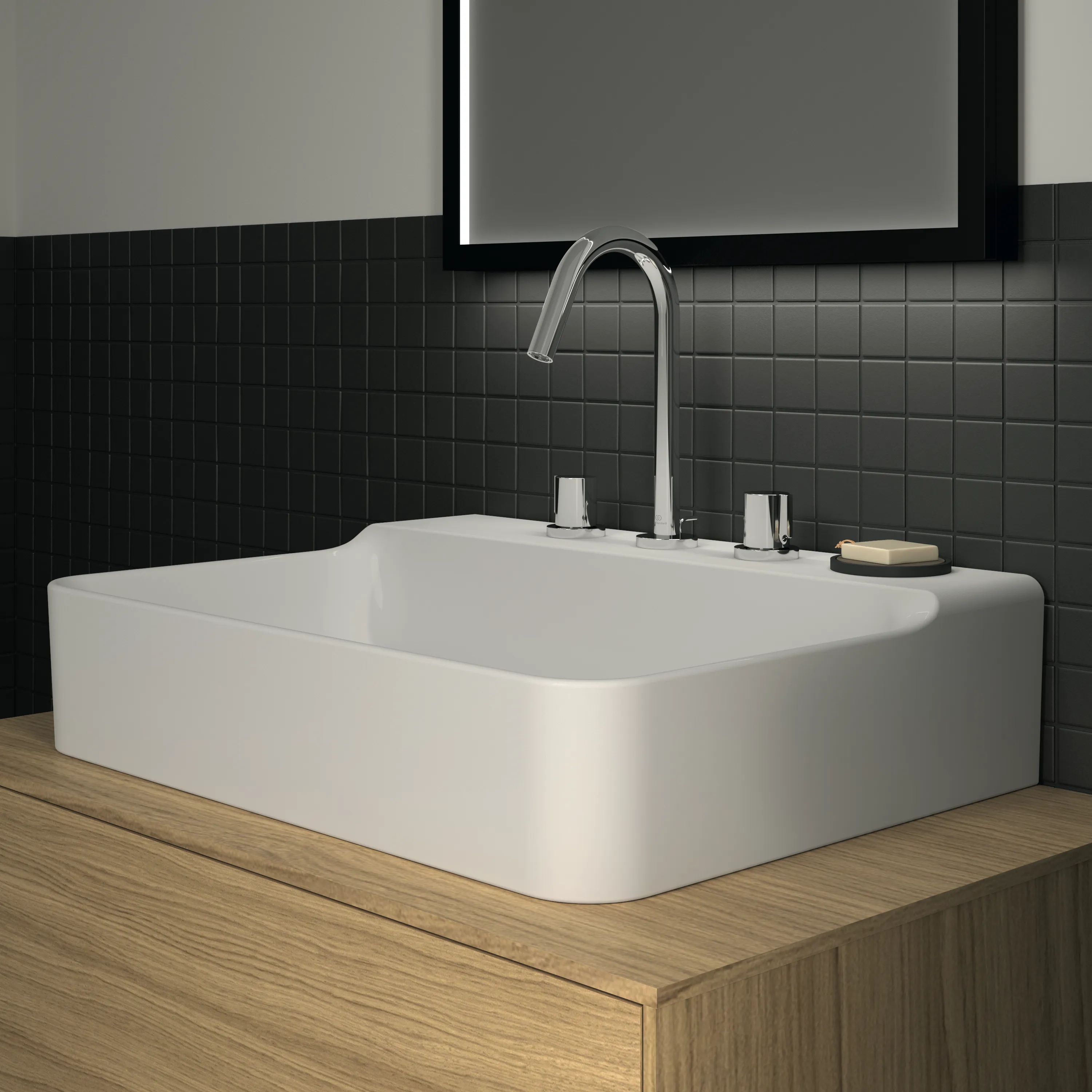 Ideal Standard Conca Waschtisch, 3 Hahnlöcher, geschliffen, weiß (Alpin), 600x450x145 mm