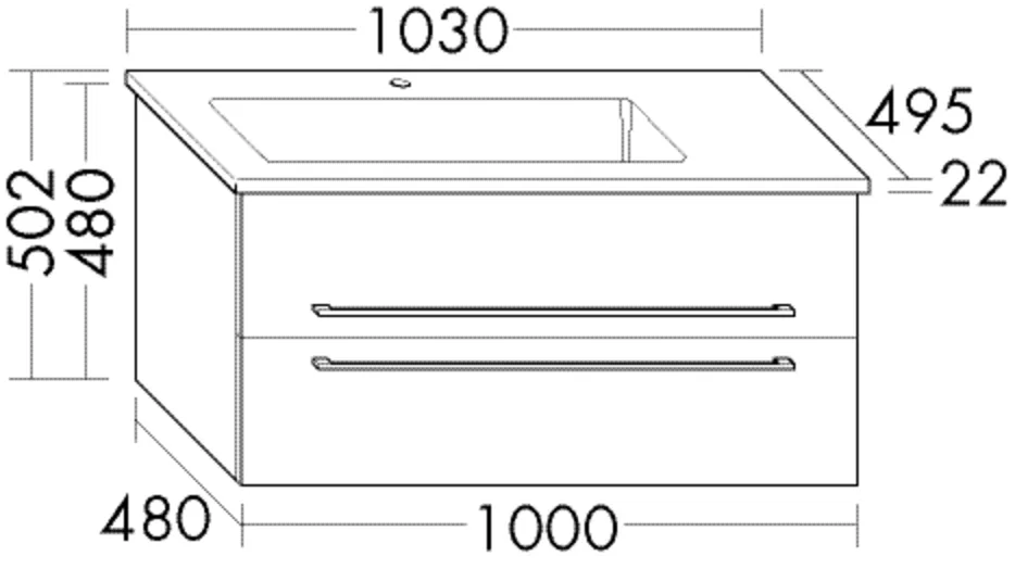 burgbad Badmöbelset „bel“ 107 × 54,2 cm in RAL-Farbe Solid Matt