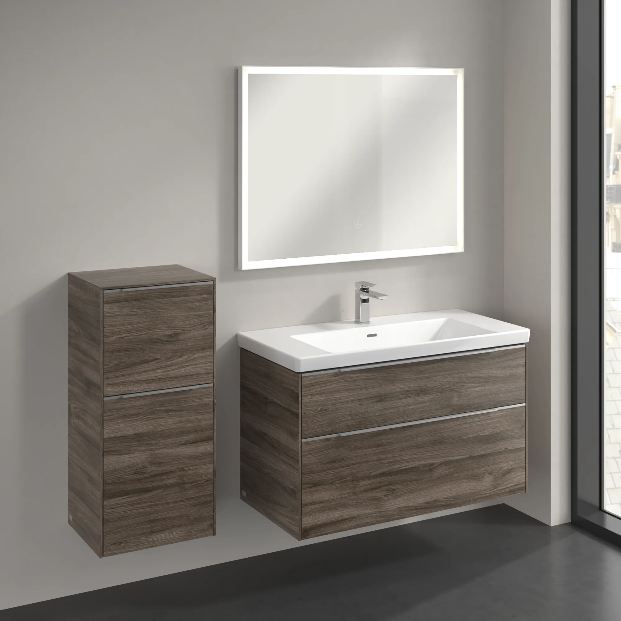 Villeroy & Boch Seitenschrank „Subway 3.0“ 40 × 86 × 36,2 × 36,2 cm 1 Auszug, 1 Tür, Anschlag (Scharnier) links, 1 Tür, Anschlag links