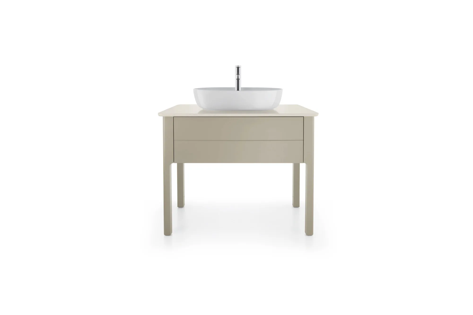 Duravit Waschtischunterschrank bodenstehend „Luv“ 93,8 × 74,3 × 57 cm Becken: mittig / Front- & Korpusfarbe: Taupe Seidenmatt / Größe: 93,8 × 57 × 74,3 cm / Schubladen: 1 Duravit Waschtischunterschrank bodenstehend „Luv“ 93,8 × 74,3 × 57 cm Becken: mittig / Front- & Korpusfarbe: Taupe Seidenmatt / Größe: 93,8 × 57 × 74,3 cm / Schubladen: 1