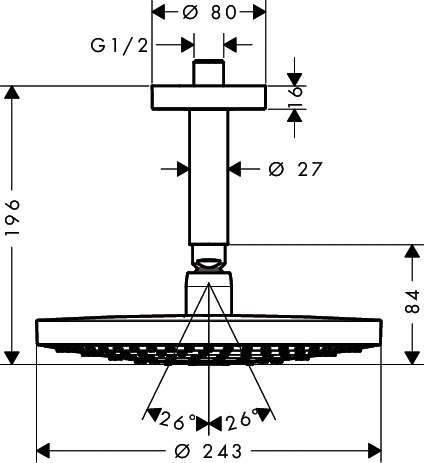 Kopfbrause Raindance Select S 240 2jet 240mm Deckenmontage chrom