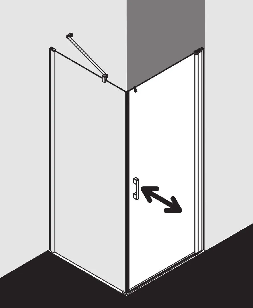 Kermi Duschtür Pendeltür 1-flügelig rechts für Ecke „PEGA“ Glas Klar, Profile Silber Hochglanz, BV: 715 - 740 mm GAK: 700 - 725 mm WE: 725 - 750 mm H: 1850 mm