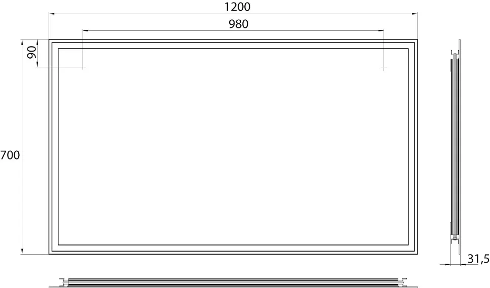 Lichtspiegel MI 180, 1200 x 700 mm4000K, Raumschaltung IP 20 Lichtspiegel MI 180, 1200 x 700 mm4000K, Raumschaltung IP 20