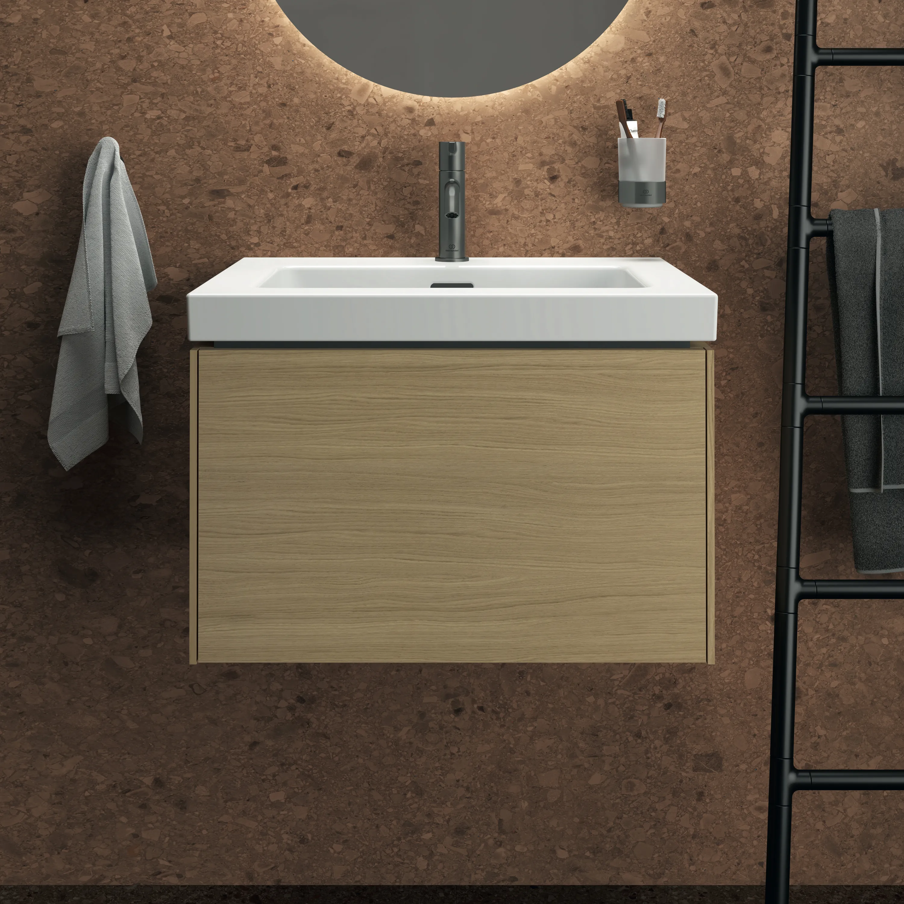 Ideal Standard Möbelwaschtischunterschrank Conca 1 Auszug 600x505x370mm Eiche hell