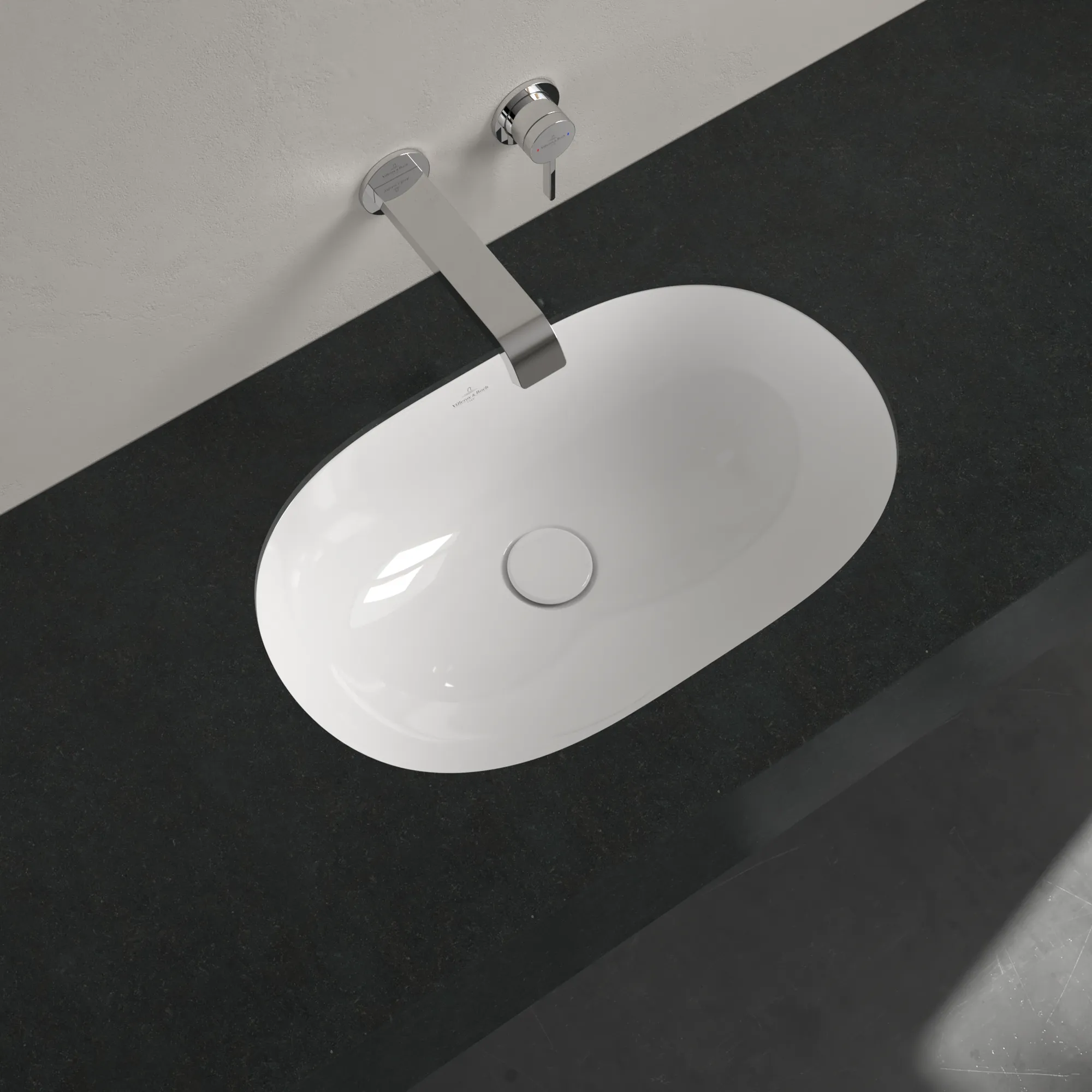 Villeroy & Boch Unterbauwaschbecken O.novo, oval, weiß Alpin CeramicPlus, 320 x 530 mm, Höhe 200 mm, mit Überlauf Villeroy & Boch Unterbauwaschbecken O.novo, oval, weiß Alpin CeramicPlus, 320 x 530 mm, Höhe 200 mm, mit Überlauf