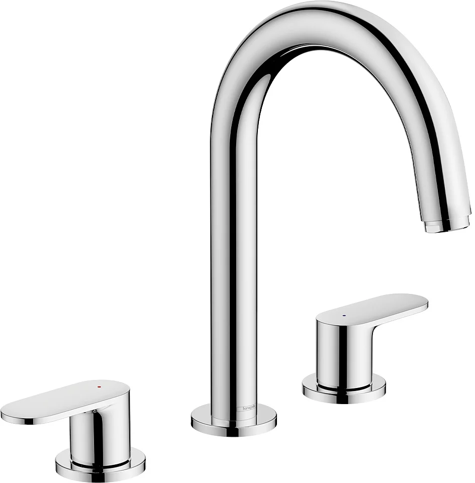 Hansgrohe Vernis Blend 3-Loch Waschtischarmatur Chrom, Ausladung 166 mm, Auslaufhöhe 151 mm, Hebelgriff, Laminarstrahl, max. Durchfluss 5 l/min Hansgrohe Vernis Blend 3-Loch Waschtischarmatur Chrom, Ausladung 166 mm, Auslaufhöhe 151 mm, Hebelgriff, Laminarstrahl, max. Durchfluss 5 l/min