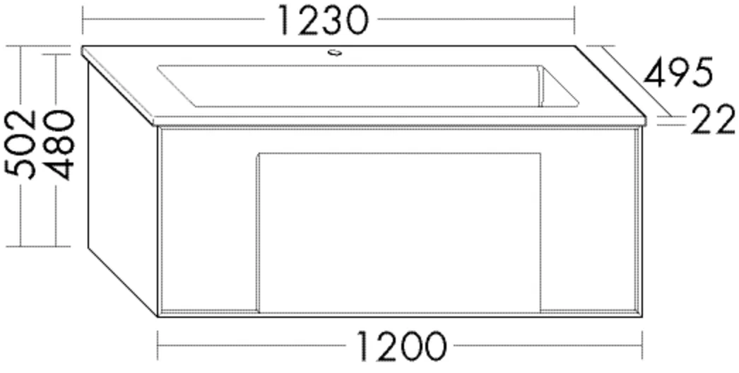 Keramik-Waschtisch + Waschtischunterschrank Moto PG1 von burgbad – zeitloser Frame-Look, 495 mm tief, 1.230 mm breit, 502 mm hoch