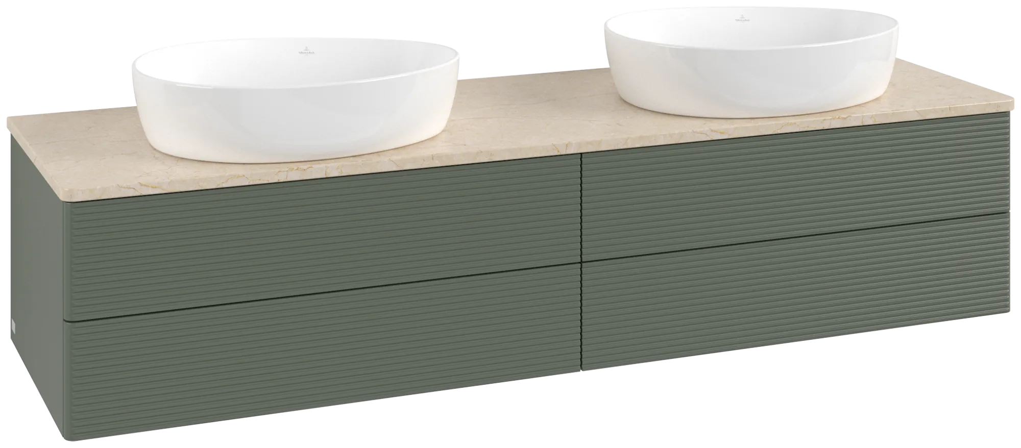 Villeroy & Boch Antao Waschbeckenunterschrank L28_1, 1600x360x500mm, Leaf Green Matt Lacquer / Botticino