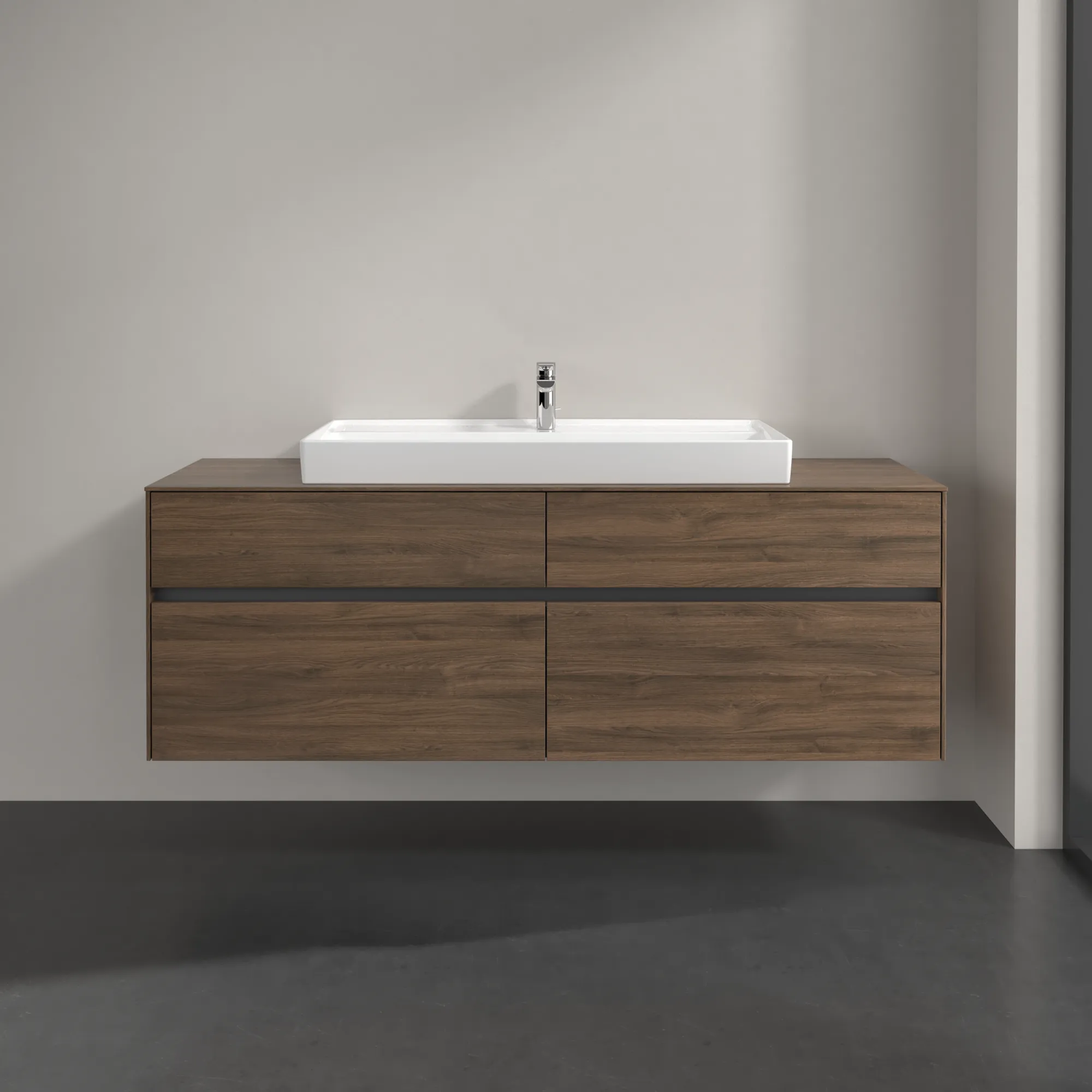 Villeroy & Boch Waschtischunterschrank „Collaro“ 1600 × 548 × 500 mm Arizona Oak, ohne Beleuchtung, für Becken mittig