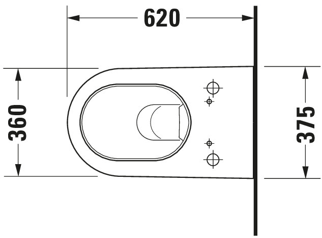 Wand-WC Starck 2 620 mm, Tiefspüler Durafix, fürSW mitverd.Anschl., weiß