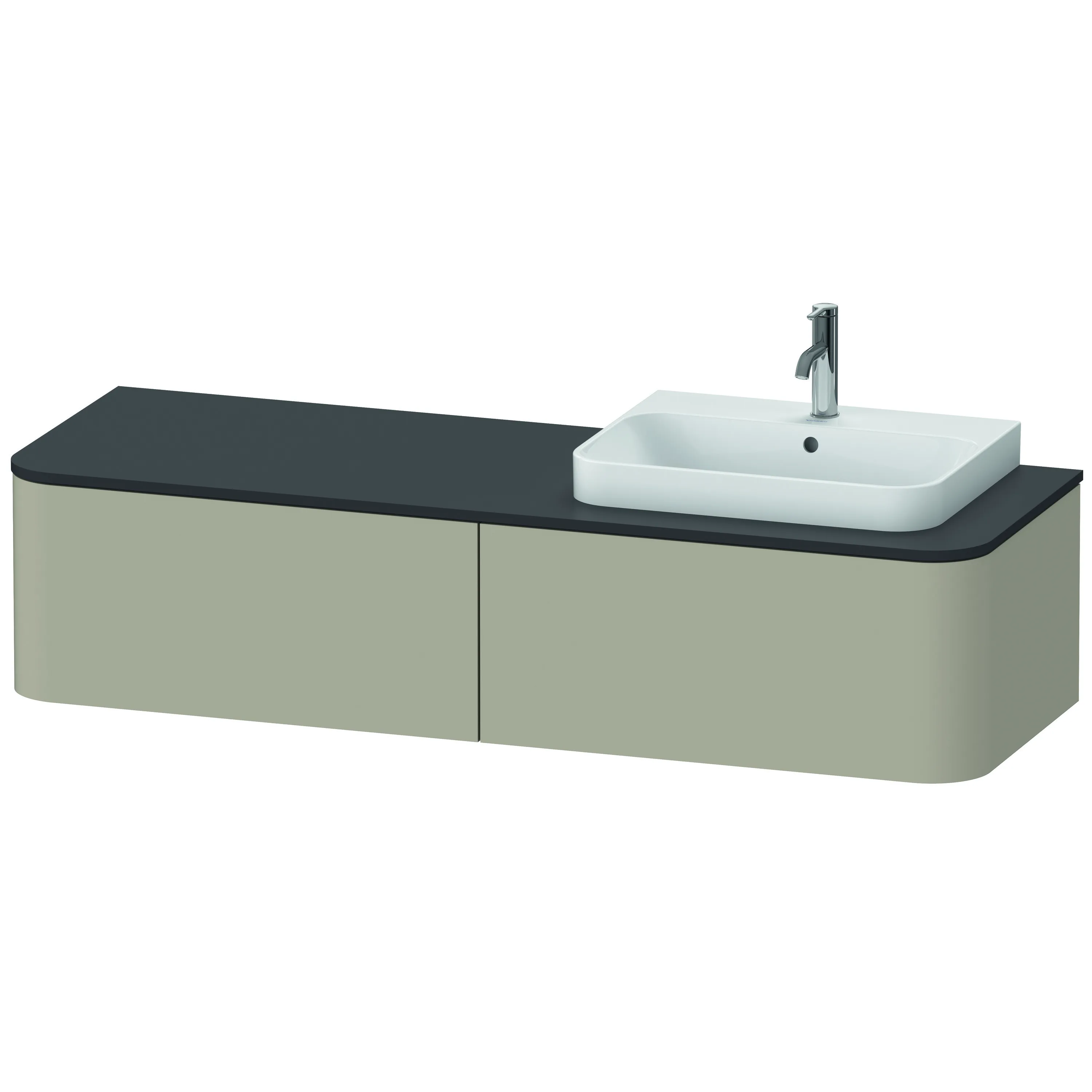 Duravit Waschtischunterschrank wandhängend „Happy D.2 Plus“ 160 × 35,4 × 55 cm Taupe Seidenmatt, rechts