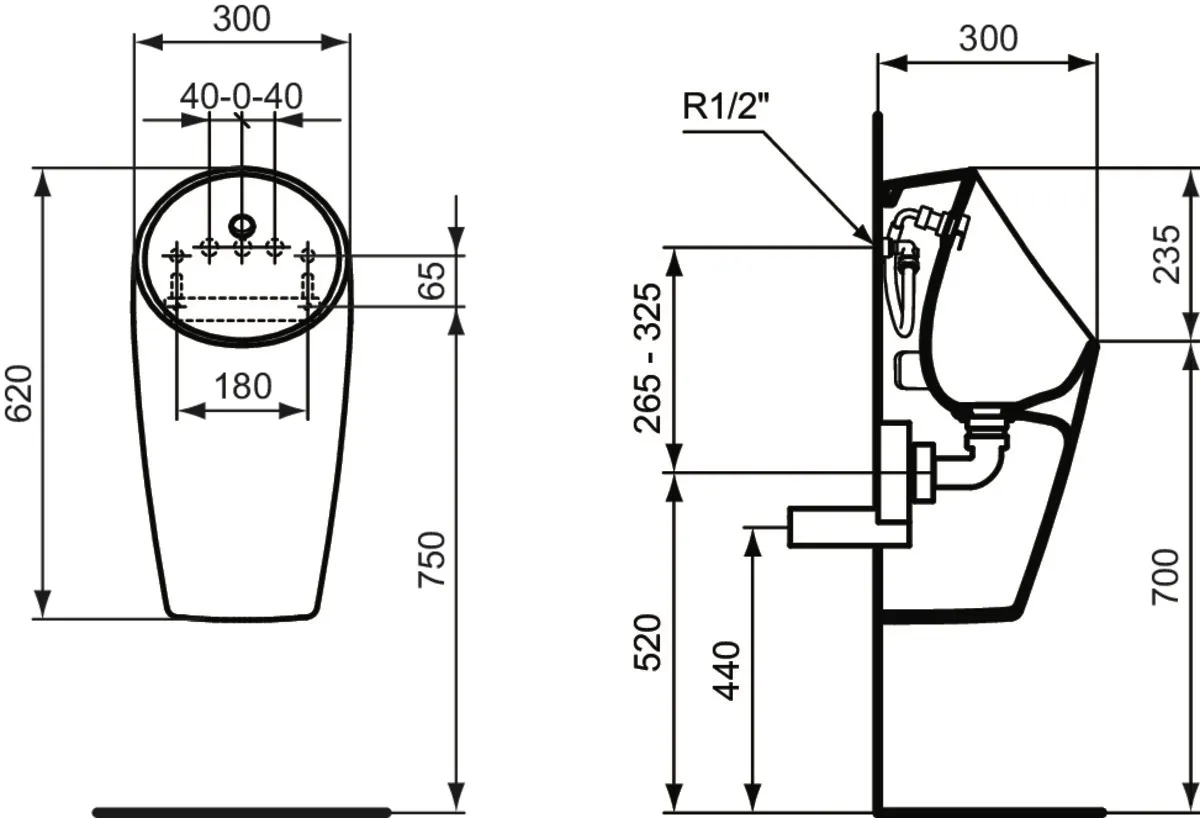 Urinal „Sphero“ 30 × 62 × 30 cm