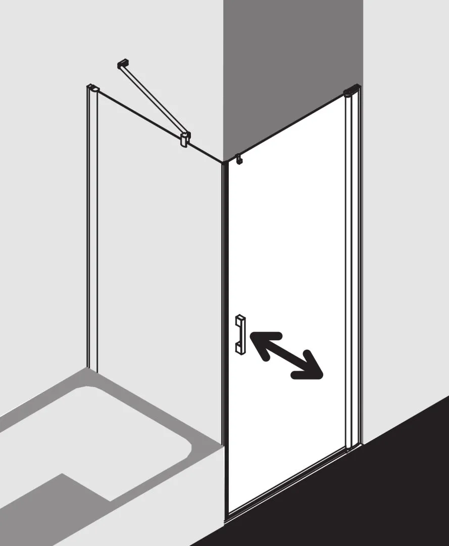Kermi Duschtür Pendeltür 1-flügelig rechts für Ecke „PEGA“ Glas Klar, Profile Silber Hochglanz, BV: 715 - 740 mm GAK: 700 - 725 mm WE: 725 - 750 mm H: 1850 mm