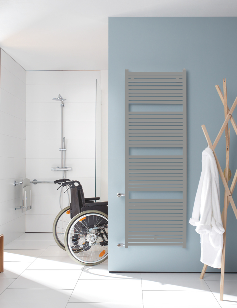 Zehnder Design-Heizkörper Toga elektrisch TE-150-050/GD, 1461 x 35 x 500 mm, RAL 7046, spritzwassergeschützt (IP44), 230 V, mit Funksteuerung