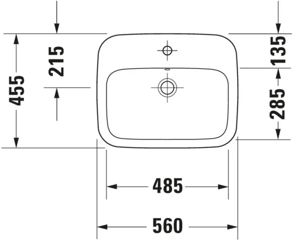 Einbauwaschtisch „DuraStyle“, mit Überlauf, Hahnlochposition mittig