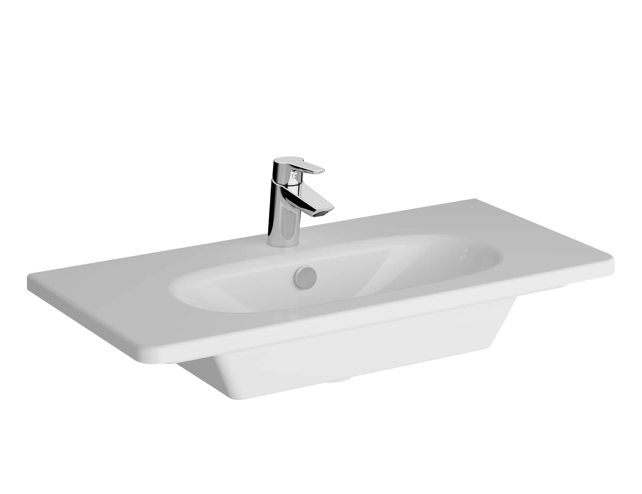 VitrA Möbelwaschtisch Compact Zentrum 81x39 cm, Weiß Hochglanz