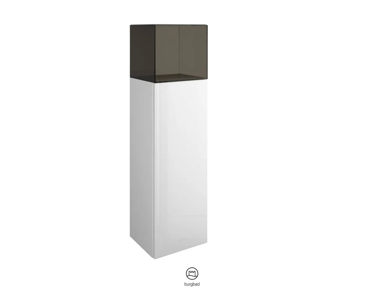 burgbad Hochschrank „Yumo“ 390 × 1280 × 360 mm in Grau Hochglanz