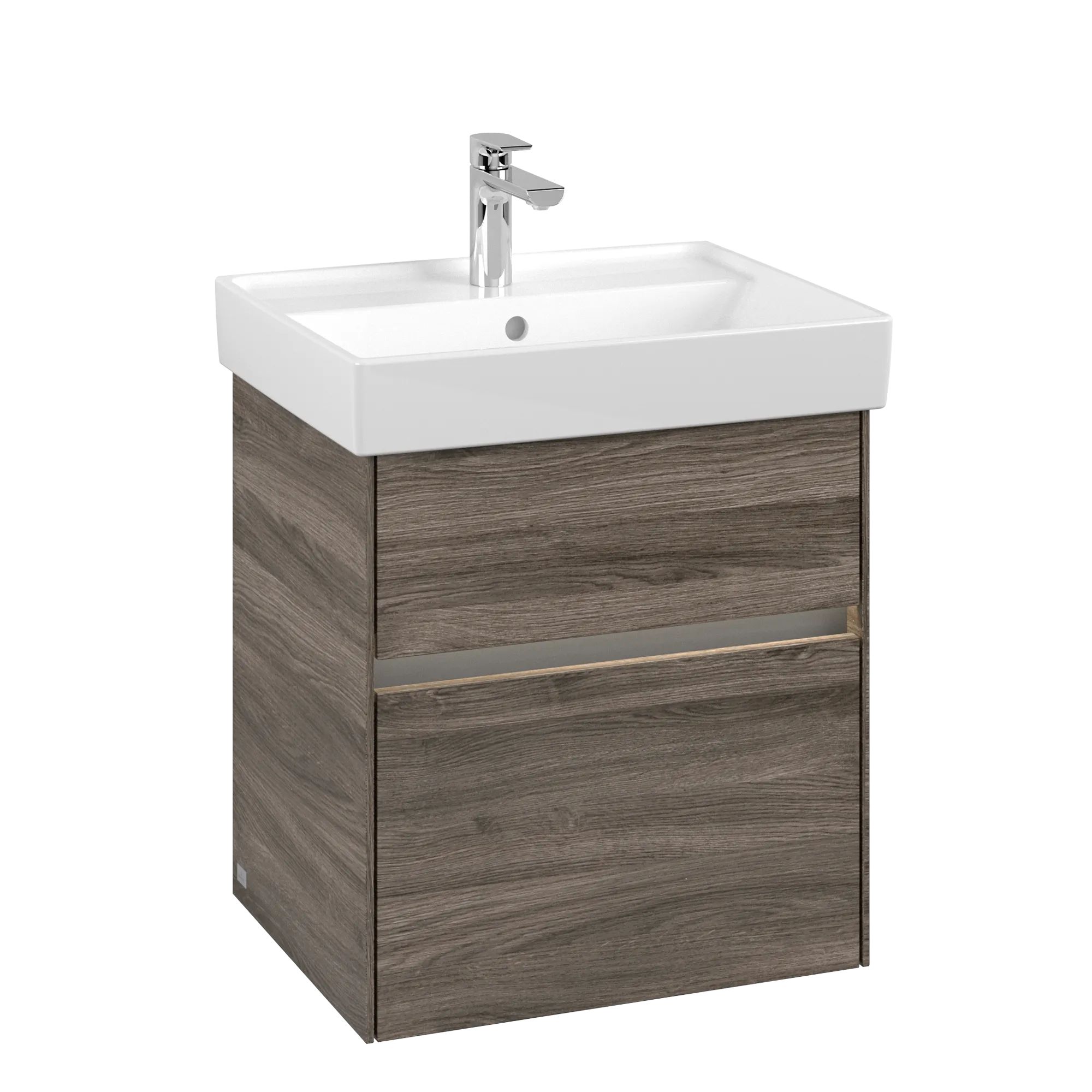Villeroy & Boch Waschtischunterschrank „Collaro“ 510 × 546 × 414 mm Stone Oak, für Becken mittig, mit Beleuchtung