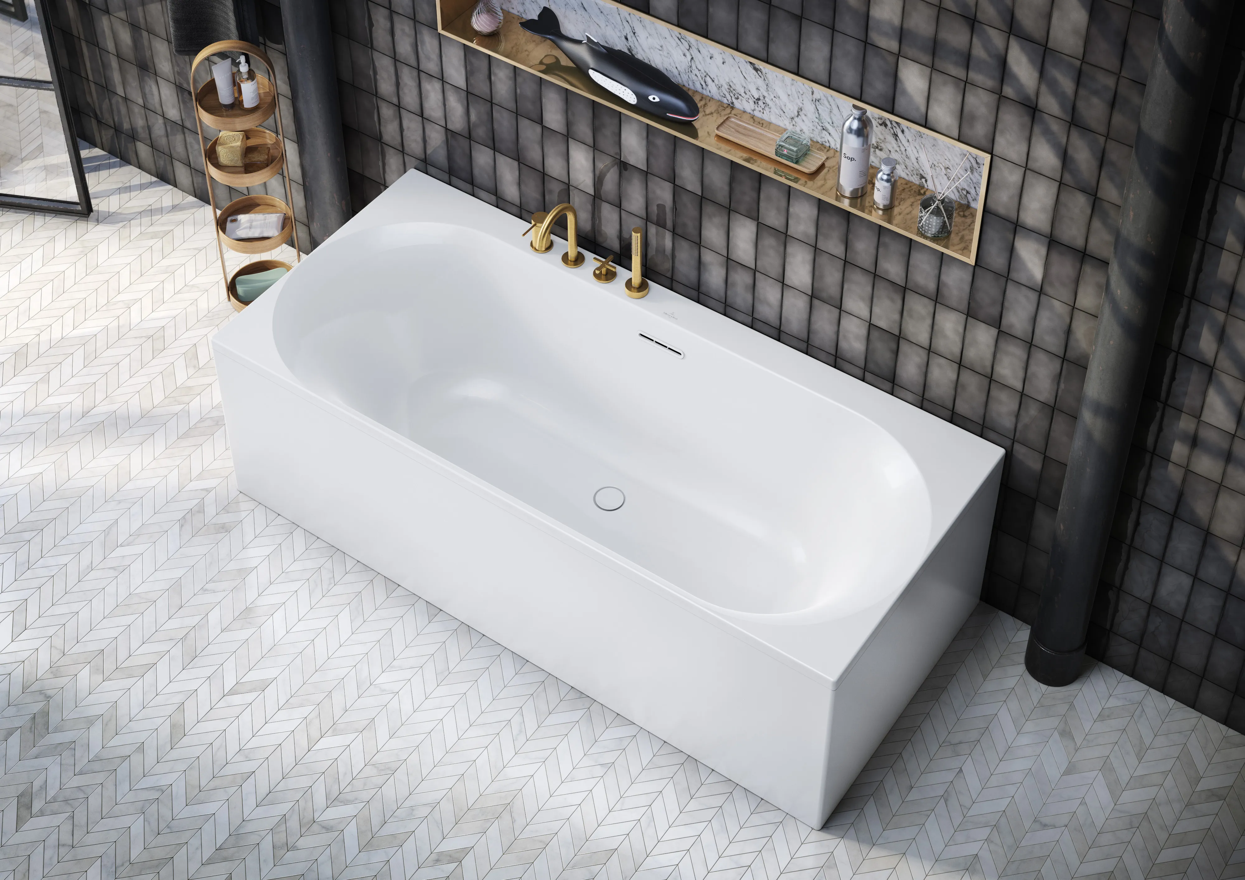 Villeroy & Boch Badewanne mit ovaler Innenform „Loop & Friends“ rechteck 180 × 80 cm, Mittelablauf in Weiß Alpin Villeroy & Boch Badewanne mit ovaler Innenform „Loop & Friends“ rechteck 180 × 80 cm, Mittelablauf in Weiß Alpin