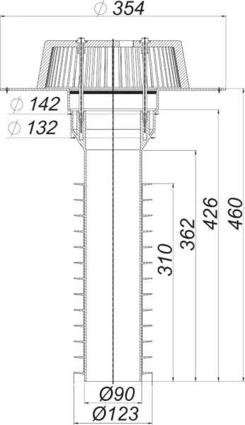 Sanierungs-Dachablauf 63 T FPO-PP, DN 125