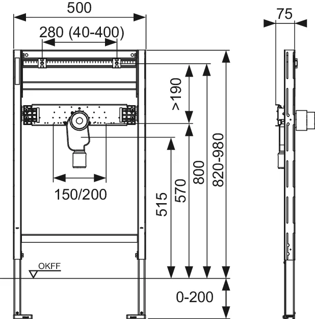 TECEprofil Waschtischmodul mit UP-Geruchsverschluss, Bauhöhe 820-980 mm TECEprofil Waschtischmodul mit UP-Geruchsverschluss, Bauhöhe 820-980 mm