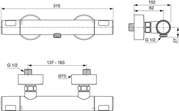 Zweihand-Duscharmatur „CerathermT25N“ Zweihand-Duscharmatur „CerathermT25N“