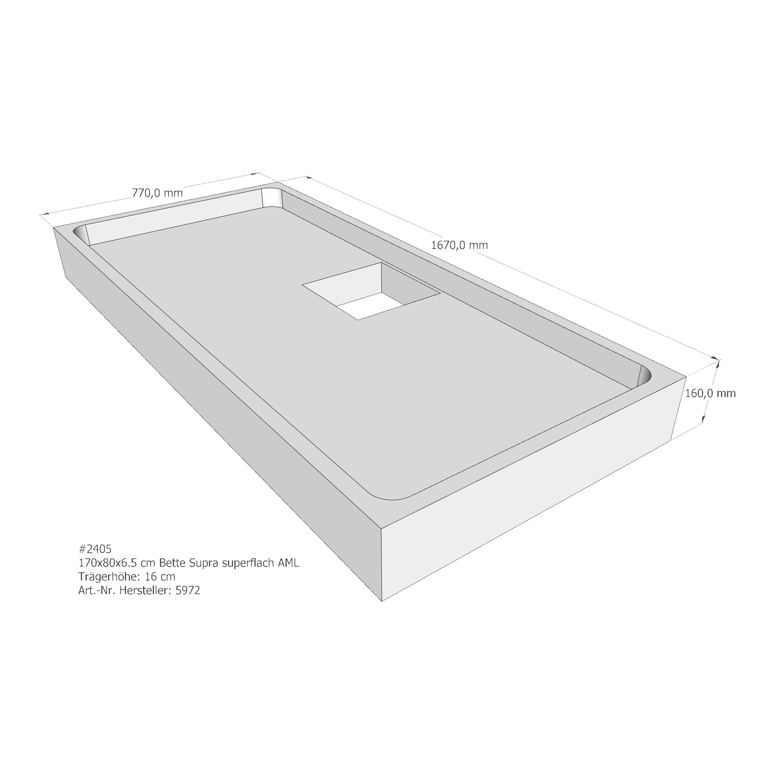Duschwannenträger für Bette BetteSupra (extraflach) 170 × 80 × 6,5 cm