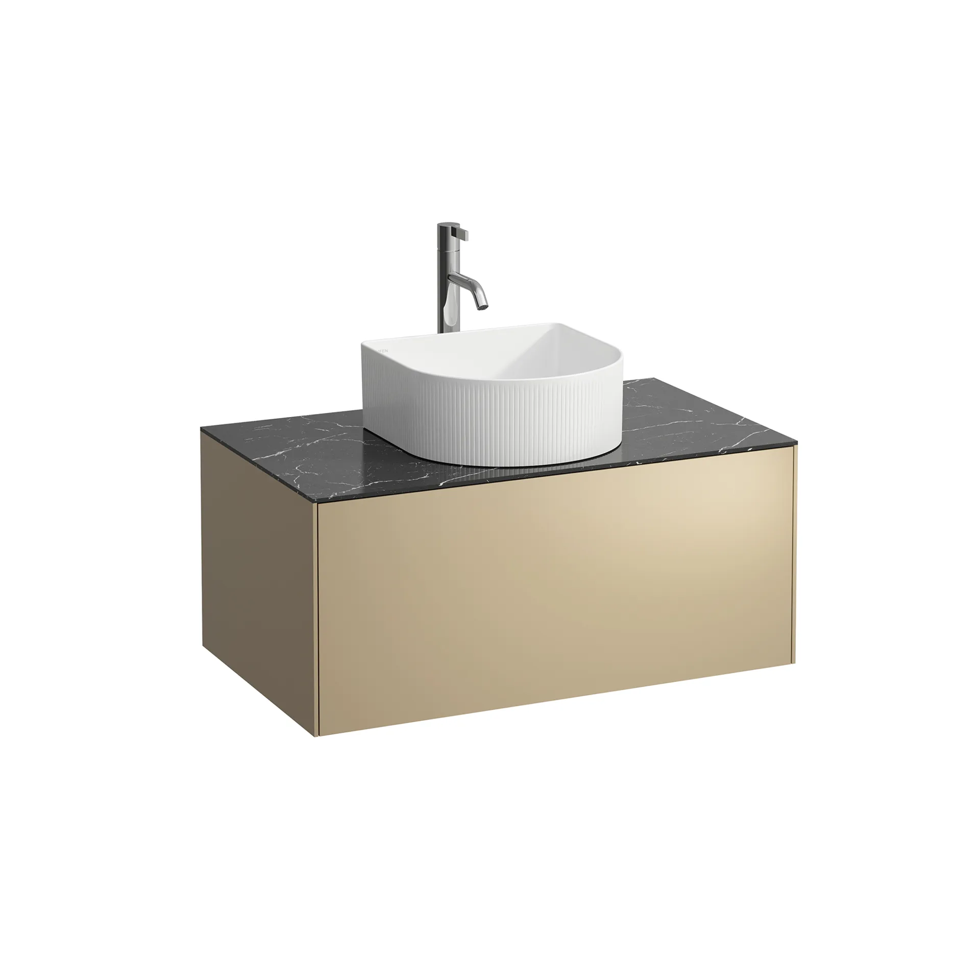 Laufen Waschtischunterbau „SONAR“ 777 × 341 × 457 mm Gold, ohne Hahnlochbohrung, mittig