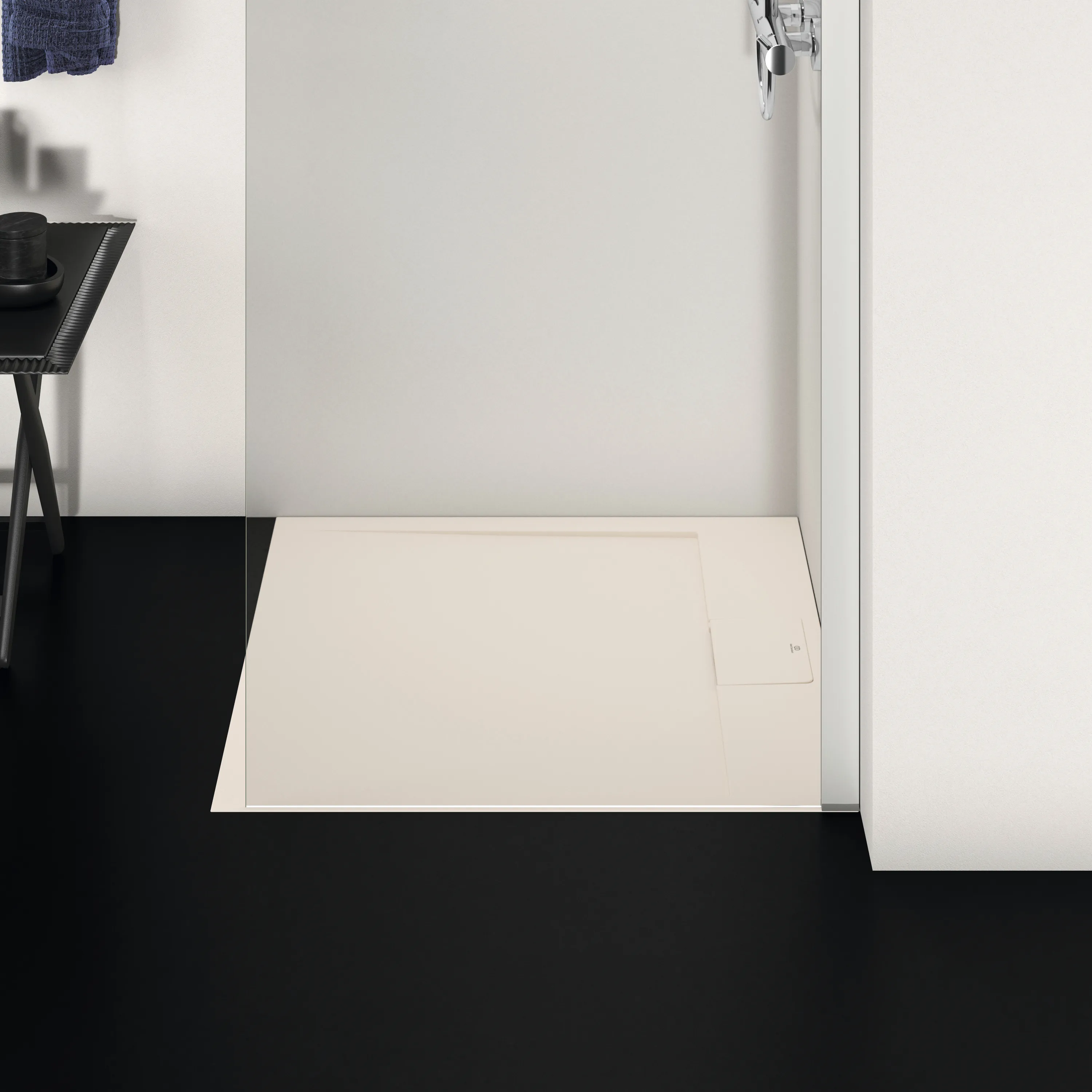 Ideal Standard Quadrat-Brausewanne Ultra Flat S i.life in Sandstein, 800x800x30 mm, rutschfest, Bodenebener Einbau möglich
