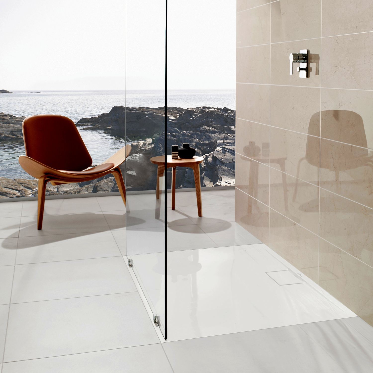 Villeroy & Boch Duschwanne inkl. Wannenträger und Ablaufgarnitur „Architectura MetalRim“ 100 × 100 cm