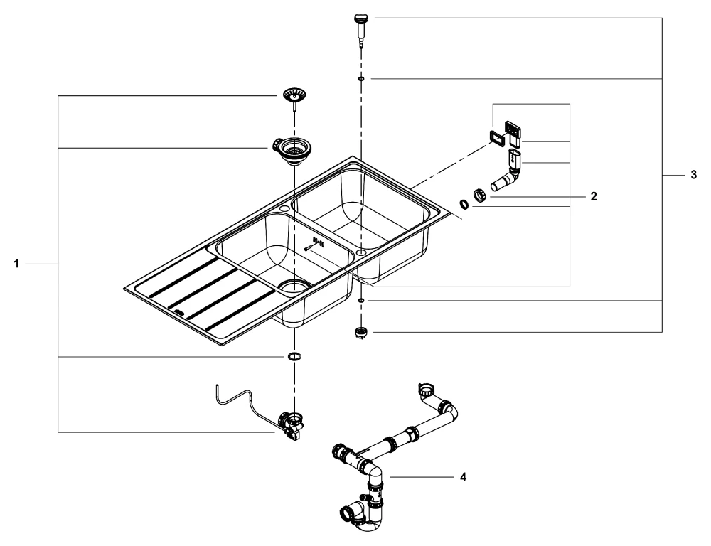 Edelstahlspüle K500 31588_1, mit Abtropffläche, Modell: K500 80-S 116/50 2.0 rev, Montageart: aufliegend oder flächenbündig, Maße: 1160 x 500 mm, 2 Becken: 340 x 420 x 190 mm, edelstahl Edelstahlspüle K500 31588_1, mit Abtropffläche, Modell: K500 80-S 116/50 2.0 rev, Montageart: aufliegend oder flächenbündig, Maße: 1160 x 500 mm, 2 Becken: 340 x 420 x 190 mm, edelstahl