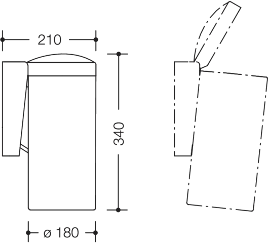 HEWI Abfalleimer „Serie 477“ 34 × 21 cm in Tiefschwarz