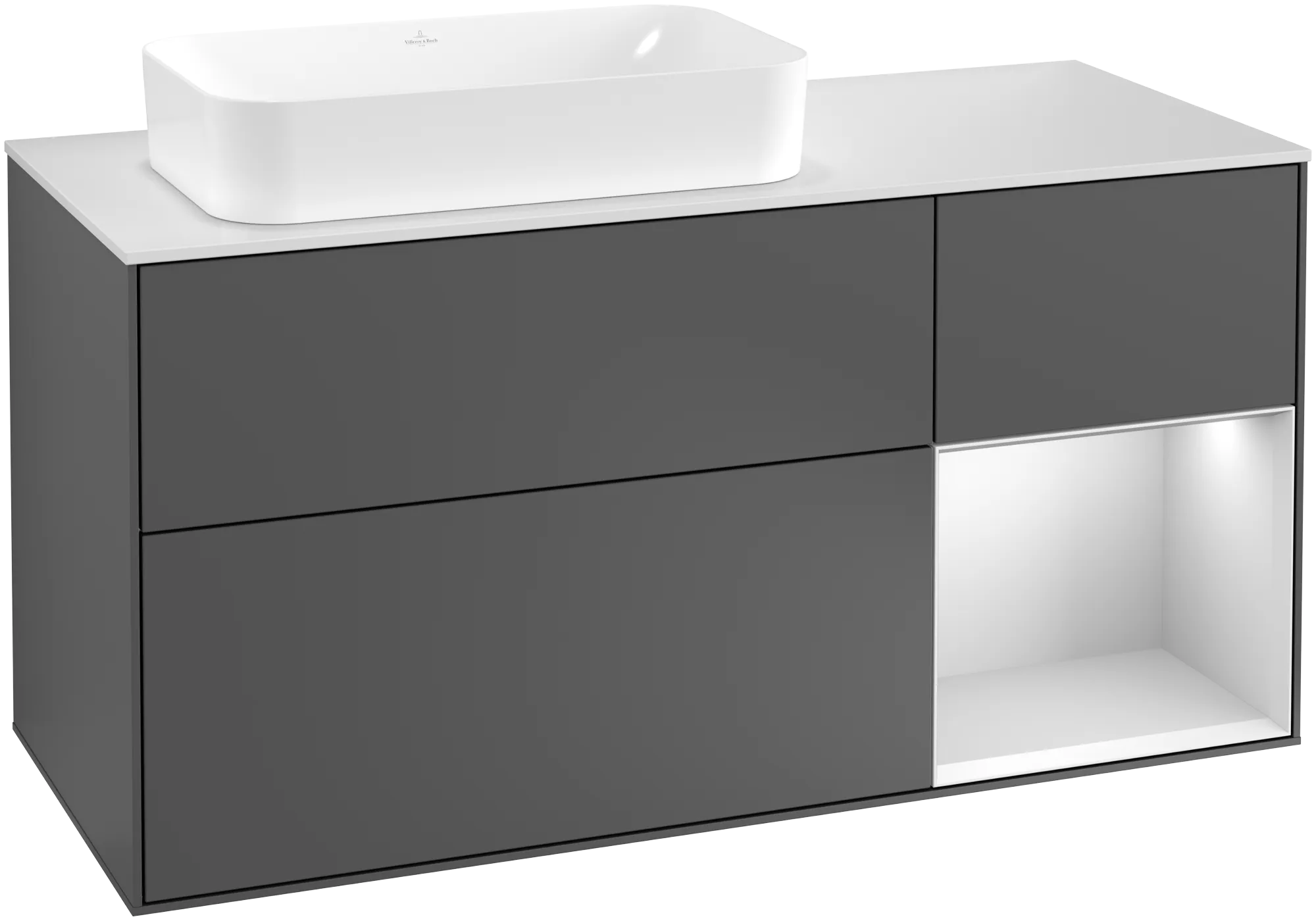 Villeroy & Boch Finion Waschbeckenunterschrank F28 1200x603x501mm anthrazit matt / weiss matt