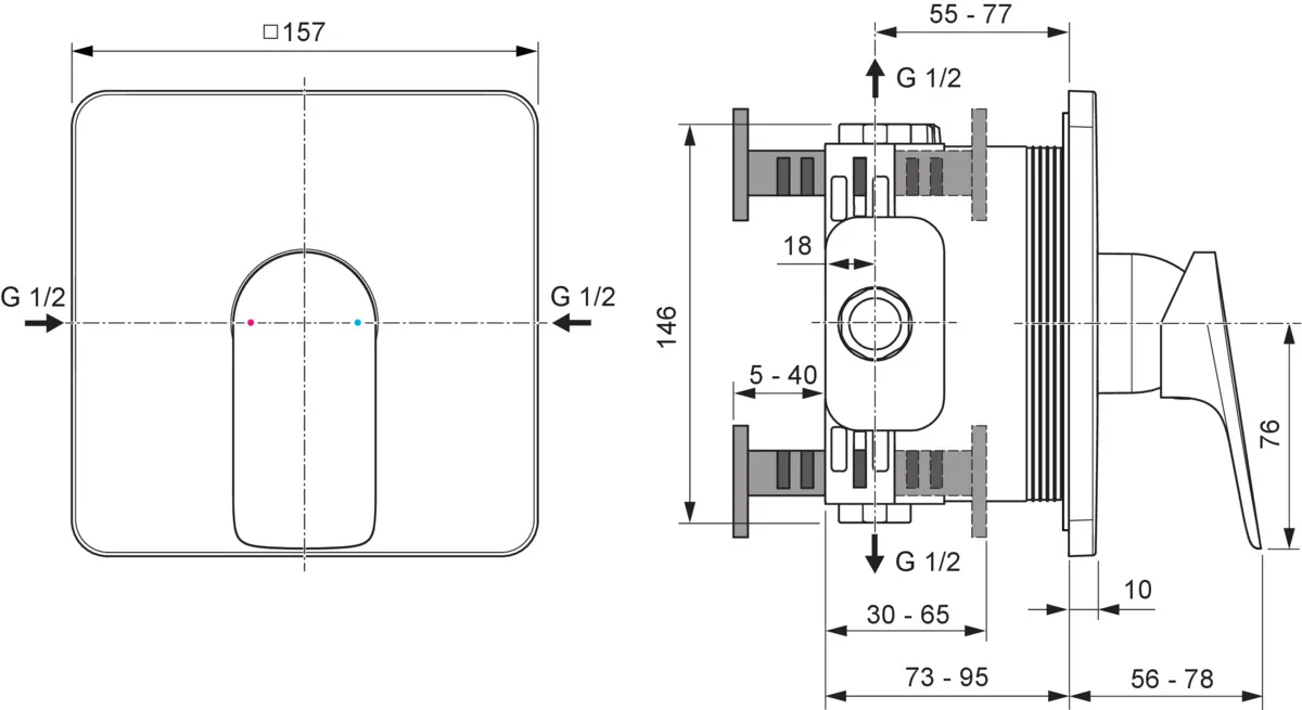 Ideal Standard Unterputz-Brausearmatur Ceralife C Chrom Ideal Standard Unterputz-Brausearmatur Ceralife C Chrom