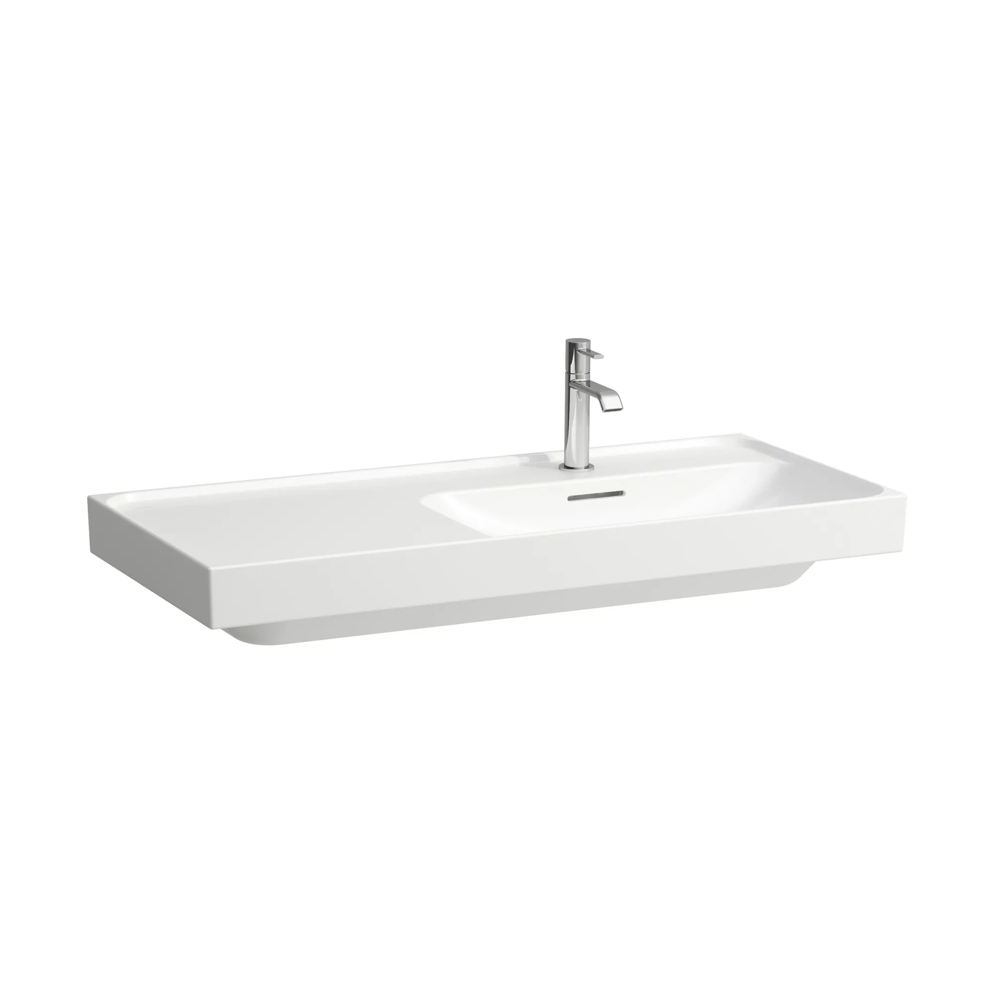 Waschtisch MEDA 460x1000x160 Ablage links 1 Hahnloch mit Überlauf Weiß