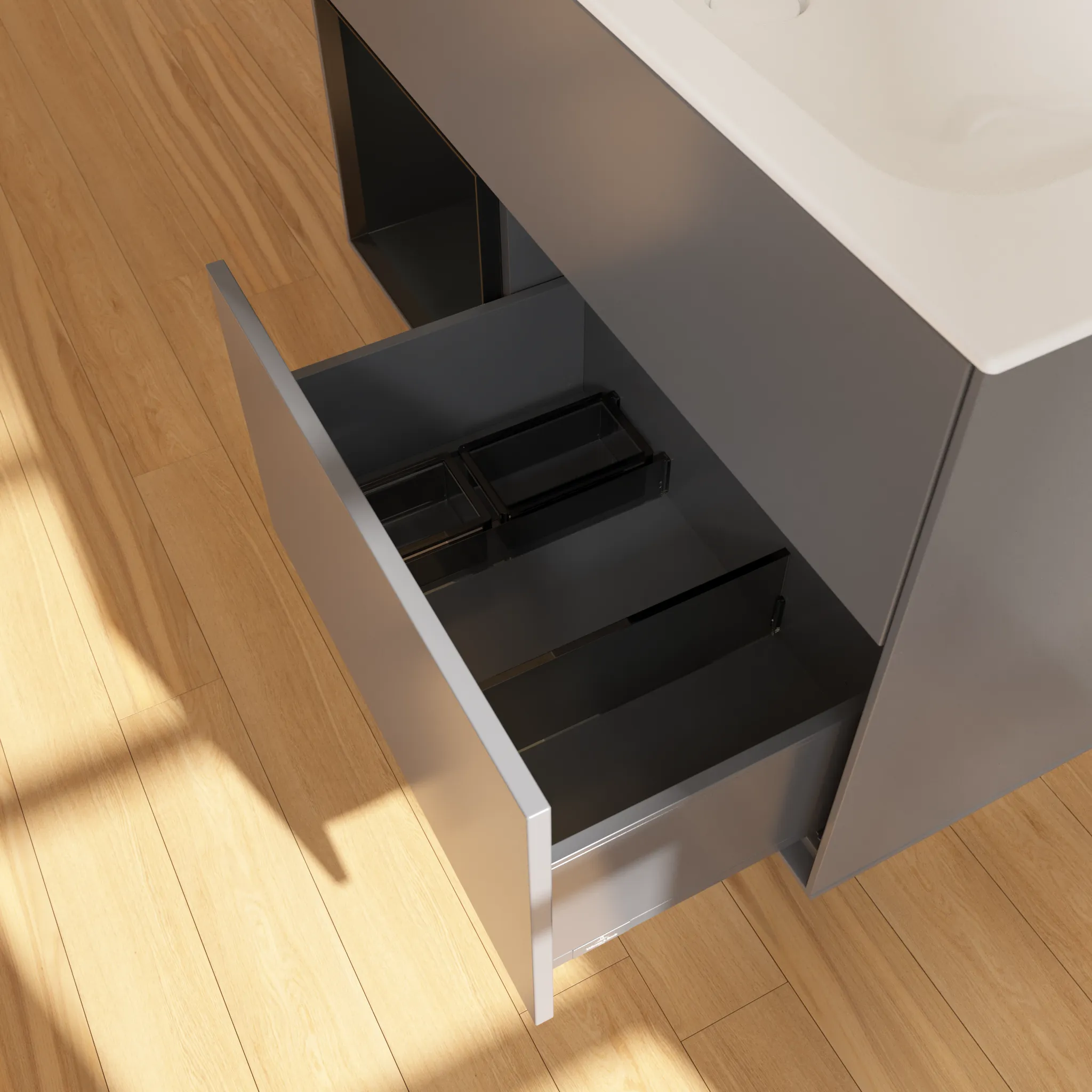 Villeroy & Boch Waschbeckenunterschrank Finion F03, Anthracite Matt Lacquer, 996x591x498 mm, mit Beleuchtung und Push-to-open Funktion