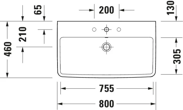 Wandwaschtisch „No.1“ 80 × 46 × 17,3 cm, Hahnlochposition mittig Wandwaschtisch „No.1“ 80 × 46 × 17,3 cm, Hahnlochposition mittig