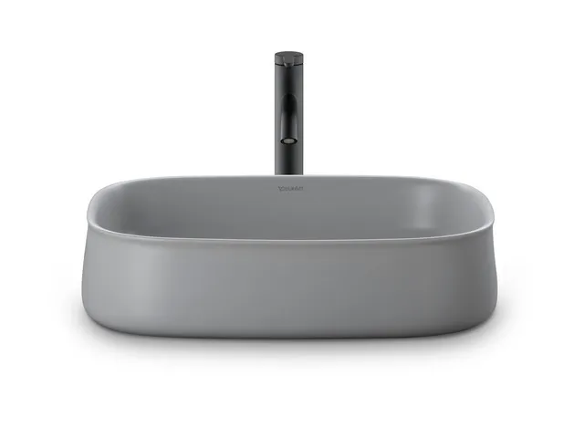 Aufsatzwaschtisch geschliffen „Zencha“ 55 × 39 × 13,5 cm, ohne Hahnlochbohrung in Grau Seidenmatt Aufsatzwaschtisch geschliffen „Zencha“ 55 × 39 × 13,5 cm, ohne Hahnlochbohrung in Grau Seidenmatt