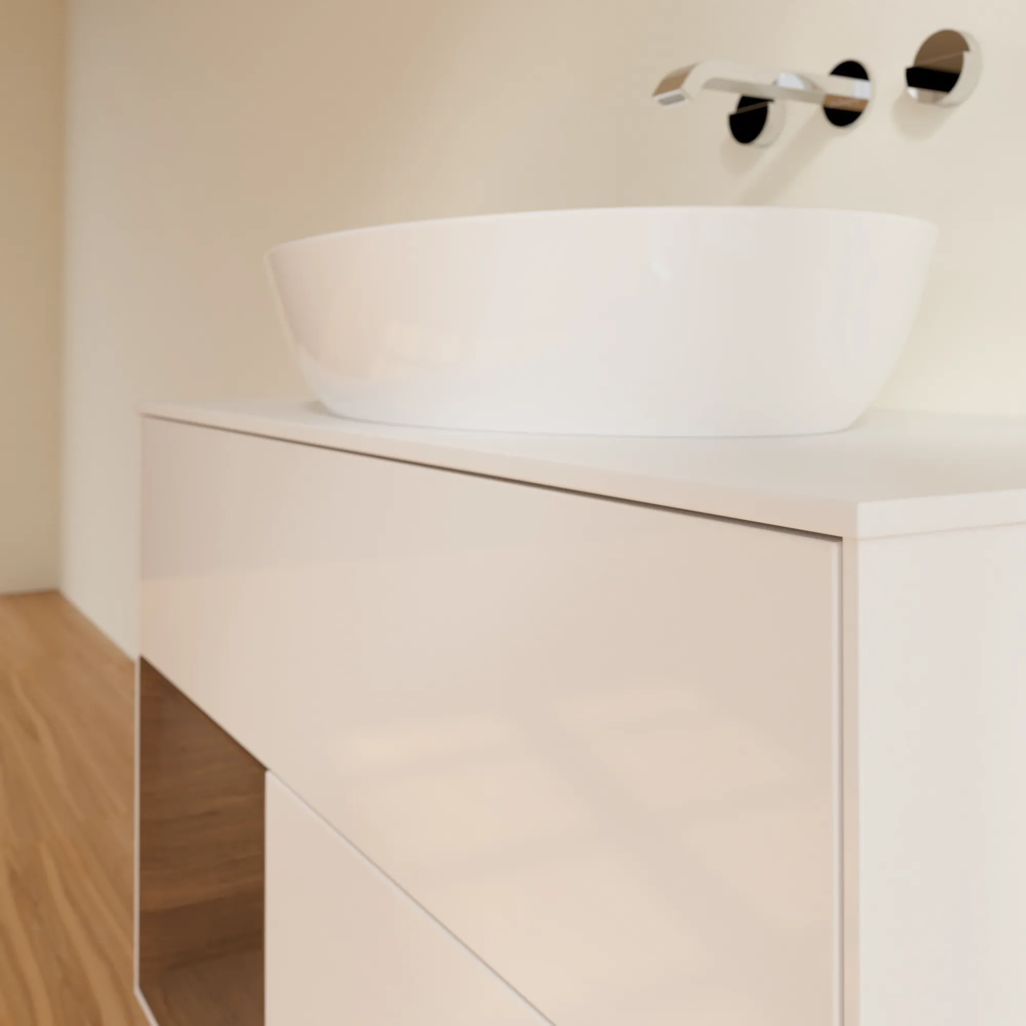 Villeroy & Boch Waschtischunterschrank „Finion“ für Schrankwaschtisch 1000 × 603 × 501 mm Glossy White Lacquer, ohne Hahnlochbohrung, für Becken mittig