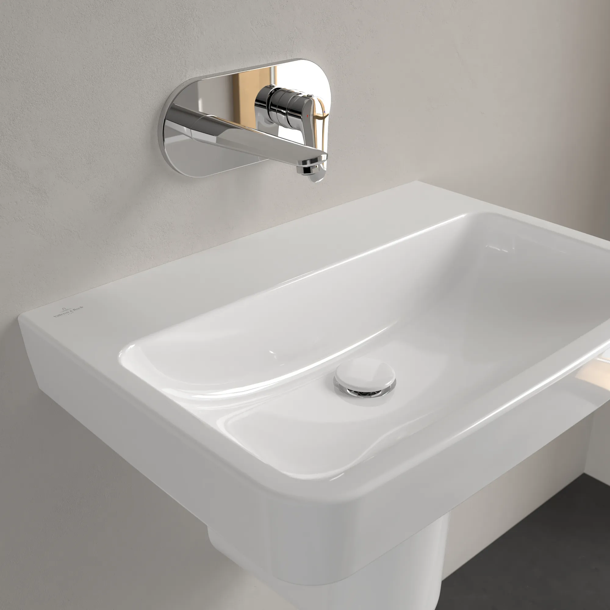 Villeroy & Boch Wandwaschtisch „O.novo“ 650 × 460 × 175 mm, für Becken mittig, ohne Hahnlochbohrung in Weiß Alpin Villeroy & Boch Wandwaschtisch „O.novo“ 650 × 460 × 175 mm, für Becken mittig, ohne Hahnlochbohrung in Weiß Alpin