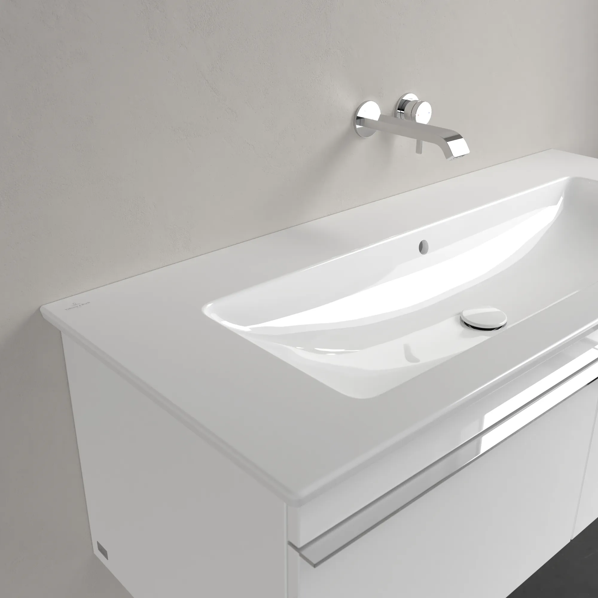 Villeroy & Boch Wandwaschtisch „Venticello“ 1200 × 500 × 175 mm, für Becken mittig, ohne Hahnlochbohrung in Weiß Alpin Villeroy & Boch Wandwaschtisch „Venticello“ 1200 × 500 × 175 mm, für Becken mittig, ohne Hahnlochbohrung in Weiß Alpin