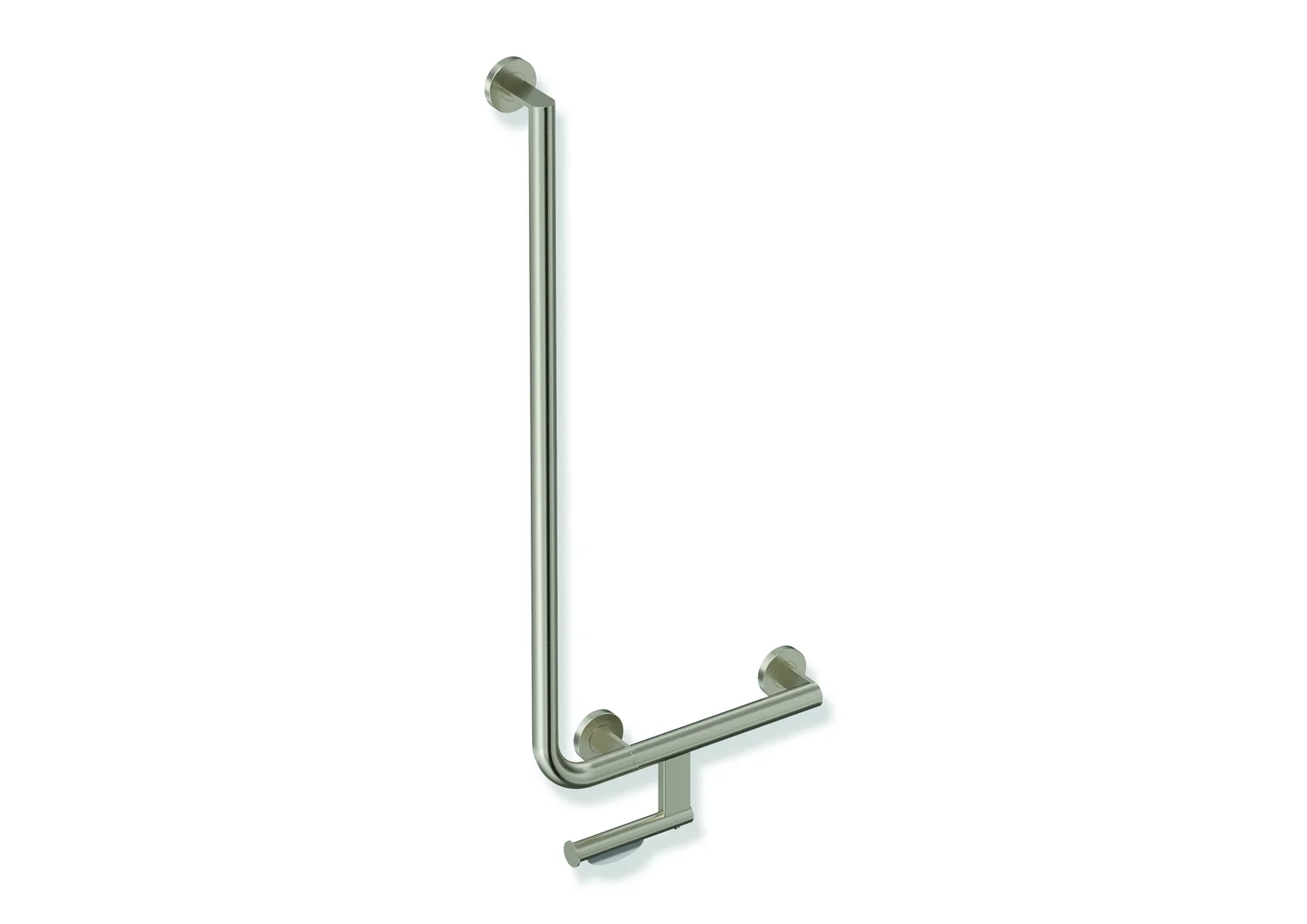 HEWI Winkelgriff mit WC-Papierrollenhalter, System 900, Edelstahl, PVD nickel gebü., 400x900 mm