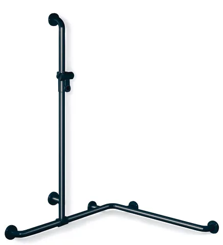 HEWI Duschhandlauf mit verschiebbarer Brausehalterstange, Serie 801, Anthrazitgrau