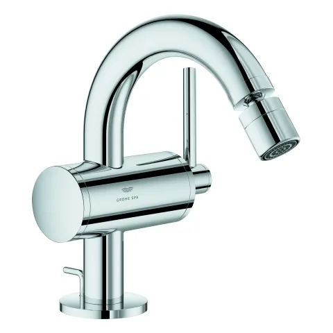 Grohe Atrio Einhand-Bidetbatterie, ½, Einlochmontage, Grohe SilkMove 28 mm Keramikkartusche, mit Temperaturbegrenzer, Grohe Long-Life Oberfläche, Schnell-Montage-System, Bogenauslauf mit Kugelgelenk-Mousseur, Zugstangen-Ablaufgarnitur 1 ¼, flexible Ansch Grohe Atrio Einhand-Bidetbatterie, ½, Einlochmontage, Grohe SilkMove 28 mm Keramikkartusche, mit Temperaturbegrenzer, Grohe Long-Life Oberfläche, Schnell-Montage-System, Bogenauslauf mit Kugelgelenk-Mousseur, Zugstangen-Ablaufgarnitur 1 ¼, flexible Ansch