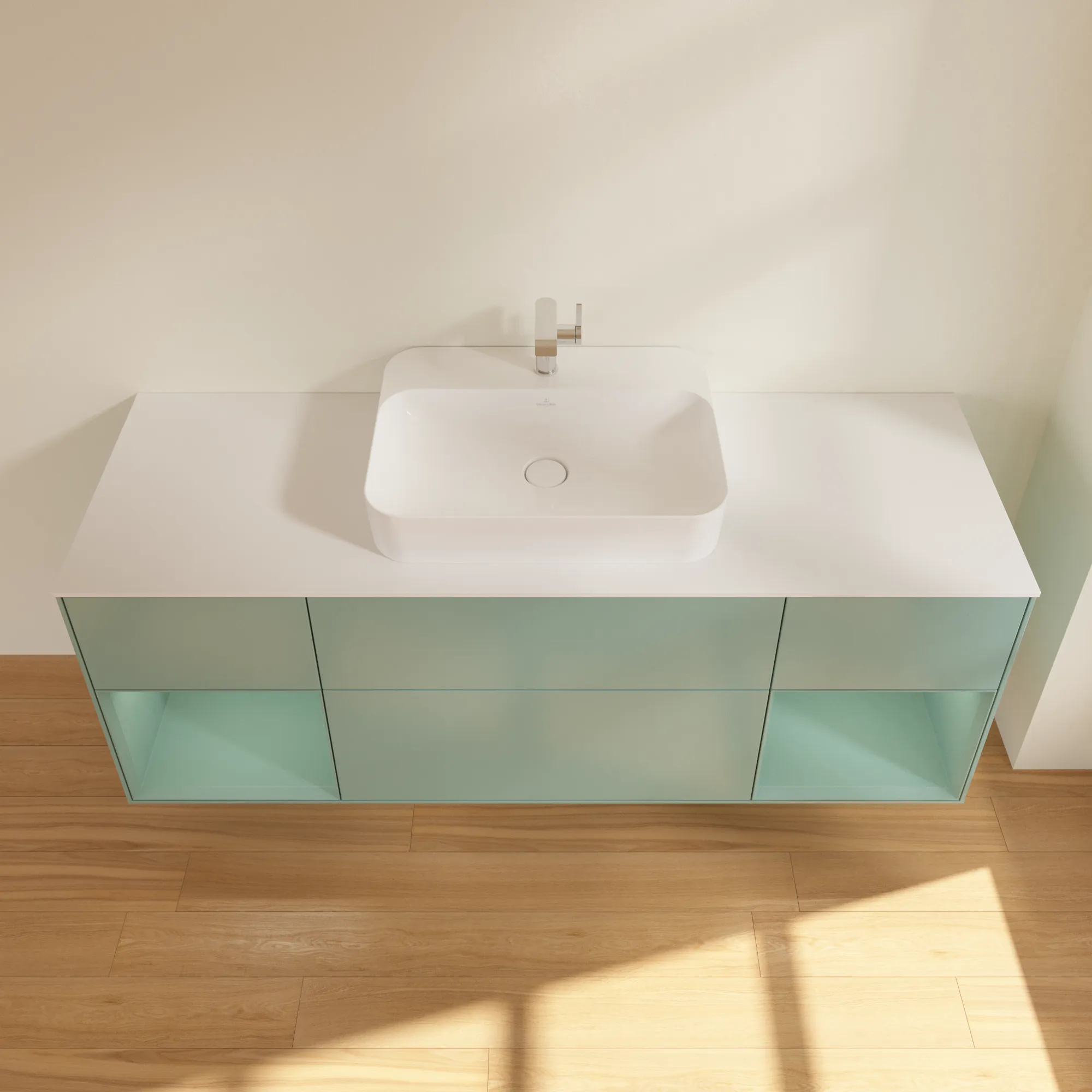 Villeroy & Boch Waschtischunterschrank „Finion“ für Schrankwaschtisch 1600 × 603 × 501 mm Olive Matt Lacquer, für Becken mittig Villeroy & Boch Waschtischunterschrank „Finion“ für Schrankwaschtisch 1600 × 603 × 501 mm Olive Matt Lacquer, für Becken mittig