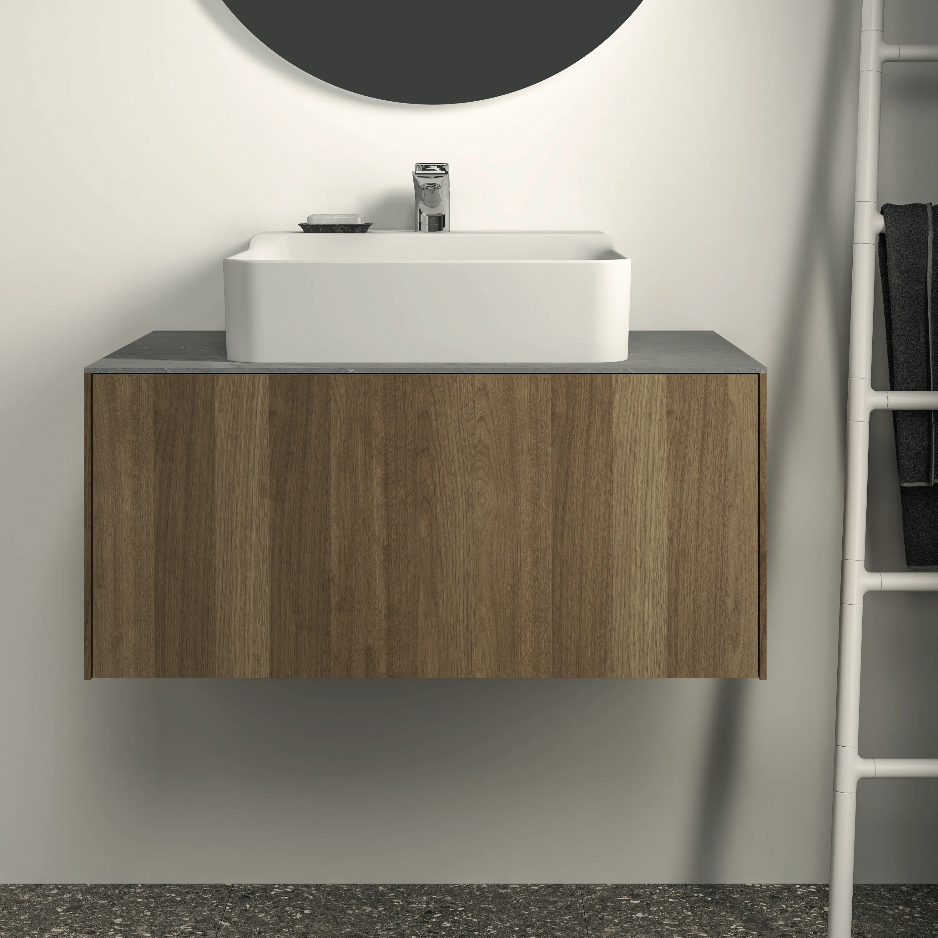 Ideal Standard Waschtischunterschrank „Conca“ 80 × 36 × 50,5 cm Walnuss dunkel Furnier Ideal Standard Waschtischunterschrank „Conca“ 80 × 36 × 50,5 cm Walnuss dunkel Furnier