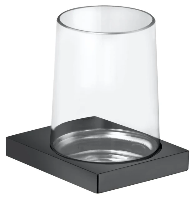 KEUCO EDITION 11 Glashalter mit Echtkristall-Glas Schwarzchrom gebürstet KEUCO EDITION 11 Glashalter mit Echtkristall-Glas Schwarzchrom gebürstet