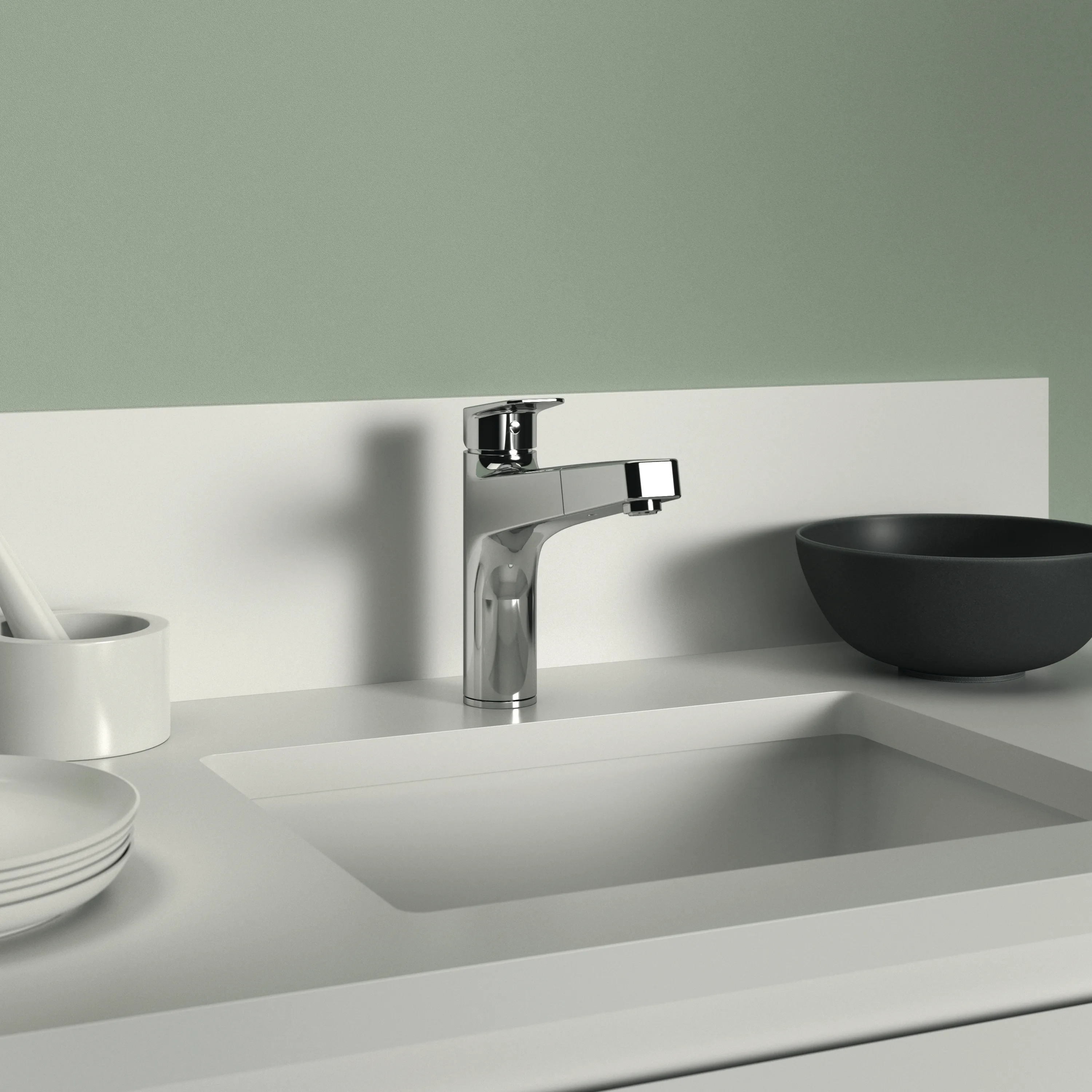 Küchenarmatur Ceraplan mit hohem Auslauf Ausladung 210mm 1-Funktions-Handbrause BlueStart Chrom